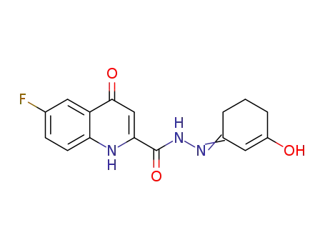 Molecular Structure of 1444310-03-5 (6-fluoro-1,4-dihydro-N′-(3-hydroxy-2-cyclohexenylidene)-4-oxoquinoline-2-carbohydrazide)
