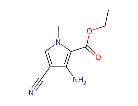 Molecular Structure of 145162-36-3 (1H-Pyrrole-2-carboxylicacid,3-amino-4-cyano-1-methyl-,ethylester(9CI))
