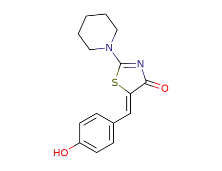Molecular Structure of 81425-22-1 ((5Z)-5-(4-hydroxybenzylidene)-2-(piperidin-1-yl)-1,3-thiazol-4(5H)-one)