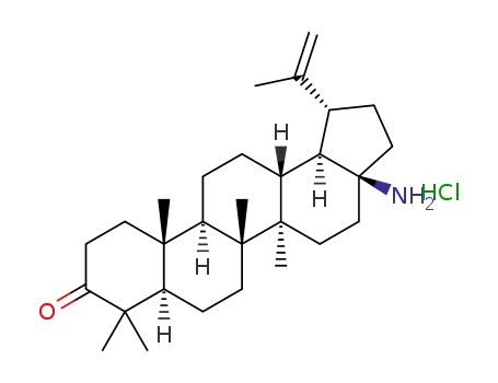 Molecular Structure of 1449661-53-3 ((1R,3aS,5aR,5bR,7aR,11aR,11bR,13aR,13bR)-5a,5b,8,8,11a-pentamethyl-9-oxo-1-(prop-1-en-2-yl)icosahydro-1H-cyclopenta[a]chrysen-3a-aminium chloride)