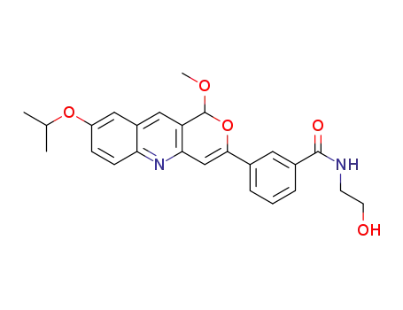 Molecular Structure of 1437302-44-7 (N-(2-hydroxyethyl)-3-(8-isopropoxy-1-methoxy-1H-pyrano[4,3-b]quinolin-3-yl)benzamide)