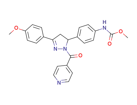 Molecular Structure of 1515895-89-2 (methyl N-{4-[1-isonicotinoyl-3-(4-methoxyphenyl)-4,5-dihydro-1H-pyrazol-5-yl]phenyl}carbamate)