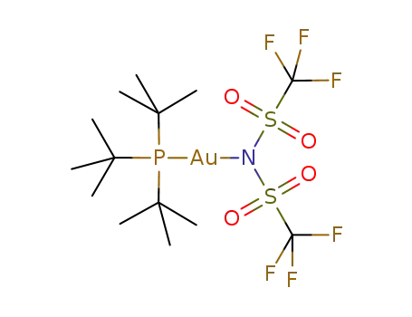 Molecular Structure of 1121960-93-7 (Tri-t-butylphosphine[bis(trifluoroMethyl)sulfonyliMido]gold(I), 98%)
