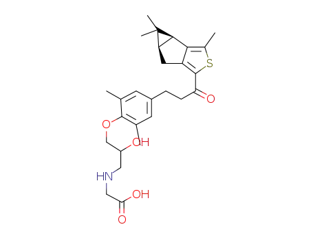 Molecular Structure of 910811-16-4 (2-((3-(2,6-dimethyl-4-(3-oxo-3-((3bS,4aR)-3,4,4-trimethyl-3b,4,4a,5-tetrahydrocyclopropa[3,4]cyclopenta[1,2-c]thiophen-1-yl)propyl)phenoxy)-2-hydroxypropyl)amino)acetic acid)