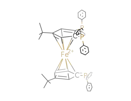 Molecular Structure of 1159850-42-6 (1-diphenylphosphino-2-diphenylphosphino-4-tert-butyl-cyclopentadienyl-1'-diphenylphosphino-3'-tert-butyl-cyclopentadienyliron)