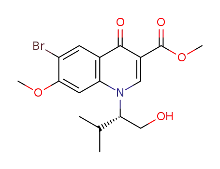 Molecular Structure of 1598387-95-1 ((S)-methyl 6-bromo-1-(1-hydroxy-3-methylbutan-2-yl)-7-methoxy-4-oxo-1,4-dihydroquinoline-3-carboxylate)