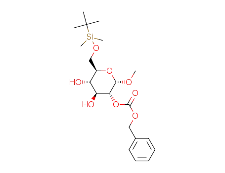 Molecular Structure of 1610558-36-5 (methyl 6-(tert-butyldimethylsilyloxy)-2-O-(carboxybenzyl)-α-D-glucopyranoside)