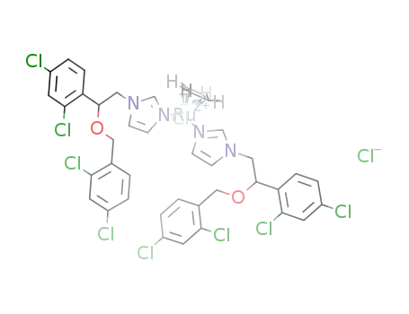 Molecular Structure of 1581279-28-8 ([(η<sup>6</sup>-p-cymene)RuCl(miconazole)<sub>2</sub>]Cl)