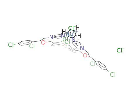 Molecular Structure of 1581279-27-7 ([(η<sup>6</sup>-p-cymene)RuCl(tioconazole)<sub>2</sub>]Cl)
