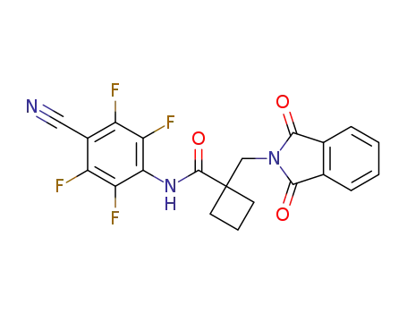 Molecular Structure of 1610455-70-3 (N-(4-cyano-2,3,5,6-tetrafluorophenyl)-1-((1,3-dioxoisoindolin-2-yl)methyl)cyclobutanecarboxamide)