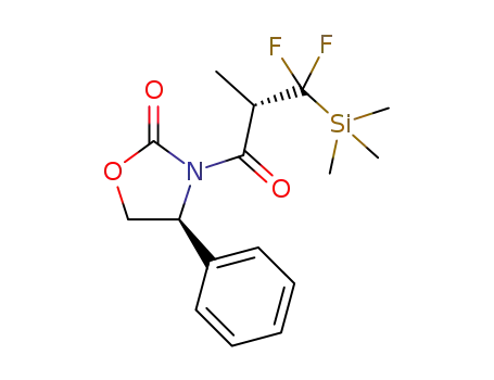 Molecular Structure of 1598387-33-7 ((4S)-3-((2S)-3,3-difluoro-2-methyl-3-(trimethylsilyl)propanoyl)-4-phenyloxazolidin-2-one)