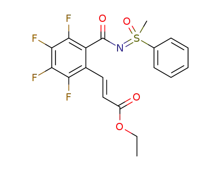 Molecular Structure of 1616088-10-8 (N-[(E)-2-(3-ethoxy-3-oxoprop-1-en-1-yl)tetrafluorobenzoyl]-S-methyl-S-phenylsulfoximine)