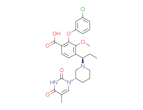 2-(3-chlorophenoxy)-3-methoxy-4-{(1R)-1-[(3S)-3-(5-methyl-2,4-dioxo-3,4-dihydropyrimidin-1(2H)-yl)piperidin-1-yl]propyl}benzoic acid