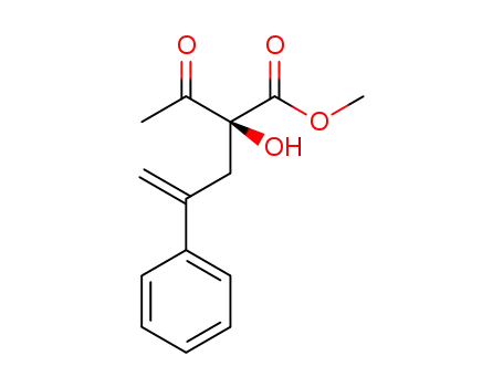 Molecular Structure of 1637436-82-8 (methyl (S)-2-acetyl-2-hydroxy-4-phenylpent-4-enoate)