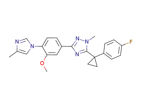 Molecular Structure of 1262194-50-2 (5-[1-(4-fluorophenyl)cyclopropyl]-3-[3-methoxy-4-(4-methyl-1H-imidazol-1-yl)phenyl]-1-methyl-1H-1,2,4-triazole)