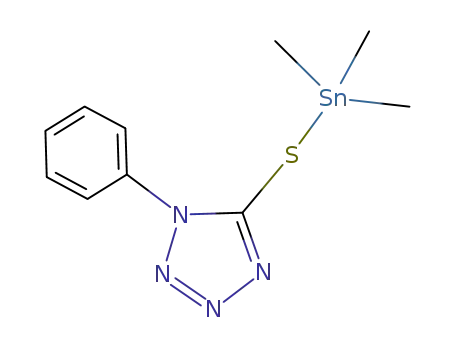 Molecular Structure of 143277-89-8 (1H-Tetrazole, 1-phenyl-5-[(trimethylstannyl)thio]-)