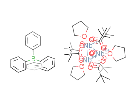 Molecular Structure of 89746-84-9 ([Nb3(μ3-O)2(pivalato)6(THF)3][B(C6H5)4])