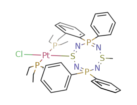 trans-{chloro-bis(triethylphosphino)-(1,1,5,5-tetraphenyldiphospha-dithia-tetrazocin-S-yl)platinum}