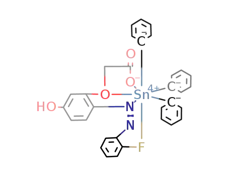 Molecular Structure of 86619-40-1 (Sn(OCOCH<sub>2</sub>OC<sub>6</sub>H<sub>3</sub>(OH)NNC<sub>6</sub>H<sub>4</sub>(F))(C<sub>6</sub>H<sub>5</sub>)3)