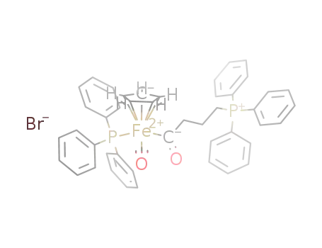 [C<sub>5</sub>H<sub>5</sub>Fe(CO)(P(C<sub>6</sub>H<sub>5</sub>)3)CO(CH<sub>2</sub>)3P(C<sub>6</sub>H<sub>5</sub>)3]<sup>(1+)</sup>*Br<sup>(1-)</sup>=[C<sub>5</sub>H<sub>5</sub>Fe(CO)(P(C<sub>6</sub>H<sub>5</sub>)3)CO(CH<sub>2</sub>)3P(C<sub>6</sub>H<sub>5</sub>)3]Br