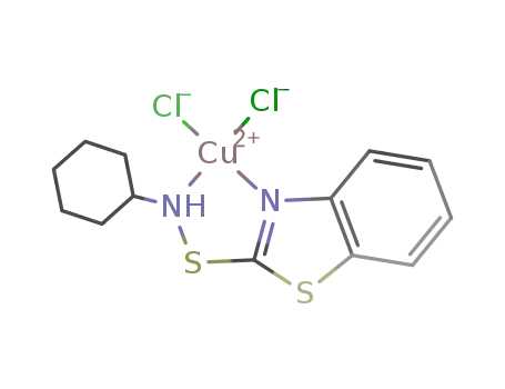 Molecular Structure of 104881-44-9 ((N-cyclohexyl-2-benzothiazolesulfenamide)copper(II) chloride)