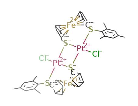 bis[1'-(mesitylthio)ferrocene-1-(μ-thiolato)]bisplatinum(II)dichloride