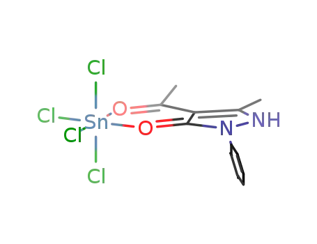 CH<sub>3</sub>C(O)CC(CH<sub>3</sub>)NHN(C<sub>6</sub>H<sub>5</sub>)COSnCl<sub>4</sub>