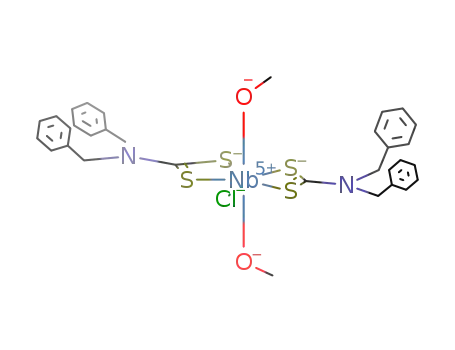 Molecular Structure of 324748-47-2 (NbCl(OCH<sub>3</sub>)2(S<sub>2</sub>CN(CH<sub>2</sub>C<sub>6</sub>H<sub>5</sub>)2)2)