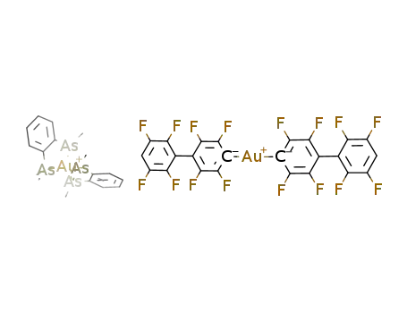 [Au(C<sub>6</sub>H<sub>4</sub>(As(CH<sub>3</sub>)2)2)2]<sup>(1+)</sup>*[Au(C<sub>6</sub>F<sub>4</sub>C<sub>6</sub>F<sub>4</sub>H)2]<sup>(1-)</sup>=[Au(C<sub>6</sub>H<sub>4</sub>(As(CH<sub>3</sub>)2)2)2][Au(C<sub>6</sub>F<sub>4</sub>C<sub>6</sub>F<sub>4</sub>H)2]