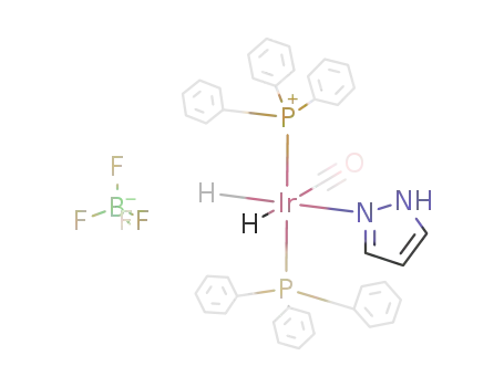 {IrH<sub>2</sub>(CO)(C<sub>3</sub>H<sub>3</sub>N<sub>2</sub>H)(P(C<sub>6</sub>H<sub>5</sub>)3)2}<sup>(1+)</sup>*BF<sub>4</sub><sup>(1-)</sup>={IrH<sub>2</sub>(CO)(C<sub>3</sub>H<sub>3</sub>N<sub>2</sub>H)(P(C<sub>6</sub>H<sub>5</sub>)3)2}{BF<sub>4</sub>}