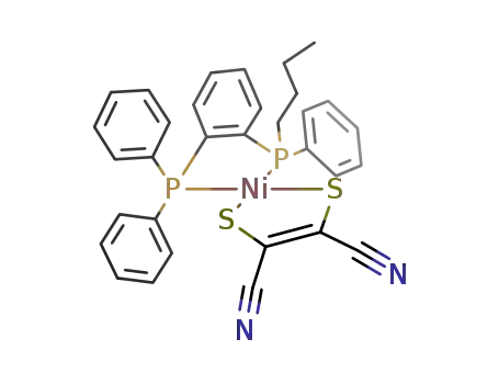 Molecular Structure of 153148-03-9 ({Ni(cis-1,2-dicyanoethene-1,2-dithiolato<sup>(2-)</sup>-S,S')(C<sub>6</sub>H<sub>4</sub>(PBuPh)(PPh<sub>2</sub>)-1,2)})