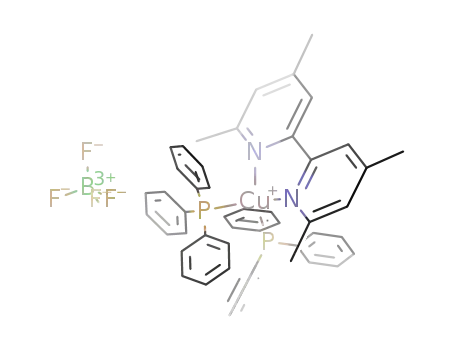 Cu(P(C<sub>6</sub>H<sub>5</sub>)3)2(C<sub>5</sub>H<sub>2</sub>N(CH<sub>3</sub>)2C<sub>5</sub>H<sub>2</sub>N(CH<sub>3</sub>)2)<sup>(1+)</sup>*BF<sub>4</sub><sup>(1-)</sup>=[Cu(P(C<sub>6</sub>H<sub>5</sub>)3)2(C<sub>5</sub>H<sub>2</sub>N(CH<sub>3</sub>)2C<sub>5</sub>H<sub>2</sub>N(CH<sub>3</sub>)2)]BF<sub>4</sub>