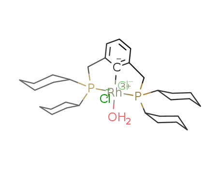 Molecular Structure of 165463-09-2 (trans-[RhCl<sub>2</sub>(H<sub>2</sub>O)(C<sub>6</sub>H<sub>3</sub>-2,6-(CH<sub>2</sub>P(cyclohexyl)2)2)])