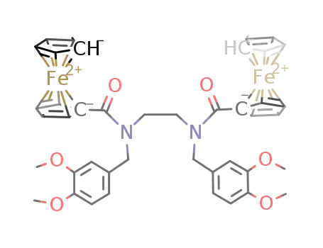 Molecular Structure of 165749-55-3 (N,N'-bis[(3,4-dimethoxybenzo-1-yl)methyl]-N,N'-bis[ferroceneoxo]ethylenediamine)