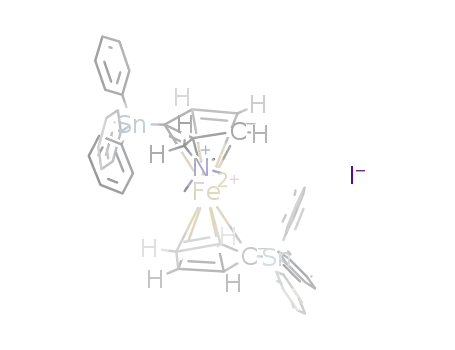 [((C<sub>6</sub>H<sub>5</sub>)3SnC<sub>5</sub>H<sub>3</sub>CH<sub>2</sub>N(CH<sub>3</sub>)3)Fe(C<sub>5</sub>H<sub>4</sub>Sn(C<sub>6</sub>H<sub>5</sub>)3)]<sup>(1+)</sup>*I<sup>(1-)</sup>=[C<sub>50</sub>H<sub>48</sub>FeNSn<sub>2</sub>]I
