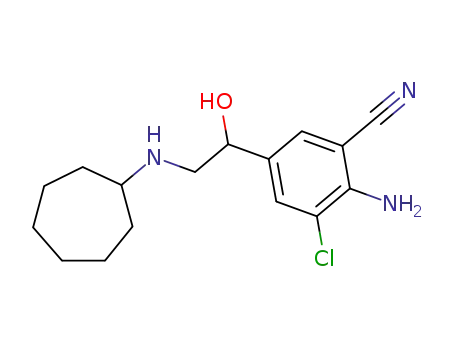 Molecular Structure of 97760-65-1 (Benzonitrile, 2-amino-3-chloro-5-[2-(cycloheptylamino)-1-hydroxyethyl]-)