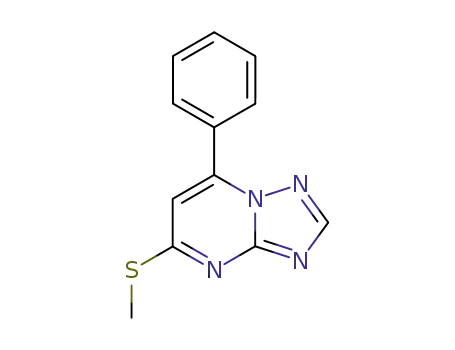 Molecular Structure of 98190-30-8 ([1,2,4]Triazolo[1,5-a]pyrimidine, 5-(methylthio)-7-phenyl-)