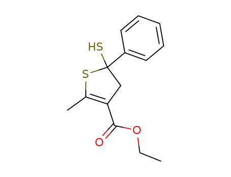 3-Thiophenecarboxylic acid,
4,5-dihydro-5-mercapto-2-methyl-5-phenyl-, ethyl ester