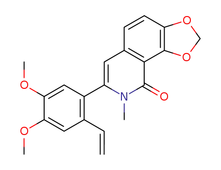 Molecular Structure of 20415-00-3 (1,3-Dioxolo[4,5-h]isoquinolin-9(8H)-one,7-(2-ethenyl-4,5-dimethoxyphenyl)-8-methyl-)