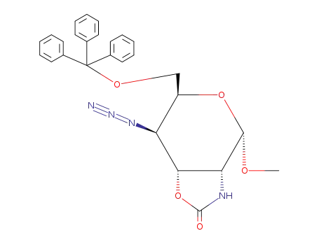 (3a<i>R</i>)-7<i>c</i>-azido-4<i>t</i>-methoxy-6<i>c</i>-trityloxymethyl-(3a<i>r</i>,7a<i>c</i>)-tetrahydro-pyrano[3,4-<i>d</i>]oxazol-2-one