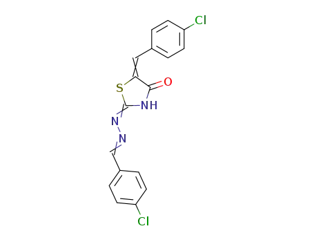 Molecular Structure of 904-60-9 (Benzaldehyde, 4-chloro-, 5-(4-chlorophenyl)methylene-4,5-dihydro-4-oxo-2-thiazolylhydrazone)