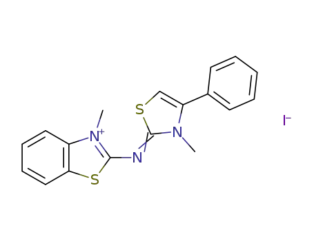 3-methyl-2-(3-methyl-4-phenyl-3<i>H</i>-thiazol-2-ylideneamino)-benzothiazolium; iodide