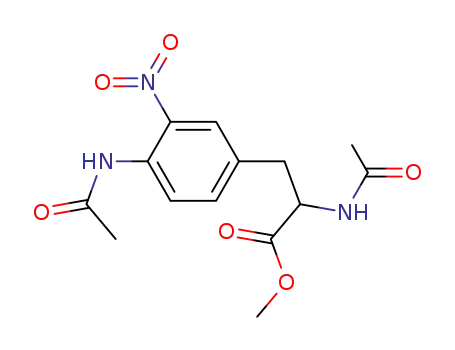 Molecular Structure of 64619-91-6 (Phenylalanine, N-acetyl-4-(acetylamino)-3-nitro-, methyl ester)