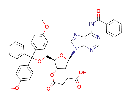 Molecular Structure of 74405-42-8 (5'-O-(4,4'-DIMETHOXYTRITYL)-N6-BENZOYL-2'-DEOXYADENOSINE-3'-O-SUCCINIC ACID)
