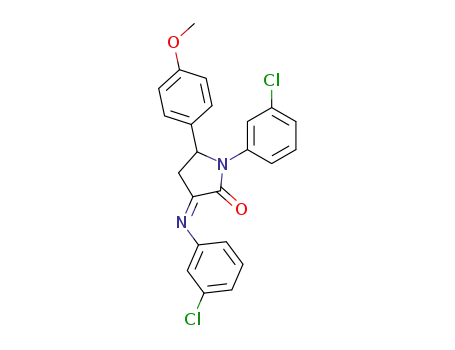 Molecular Structure of 5462-65-7 (1-(3-chlorophenyl)-3-(3-chlorophenyl)imino-5-(4-methoxyphenyl)pyrrolid in-2-one)