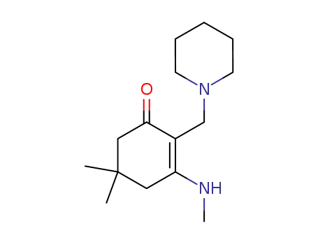 Molecular Structure of 76044-78-5 (5,5-Dimethyl-3-methylamino-2-piperidinomethyl-2-cyclohexen-1-on)