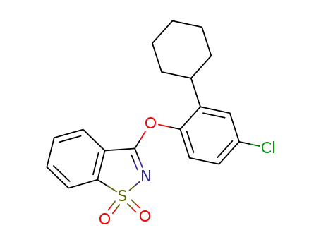 Molecular Structure of 68229-64-1 (3-(4-chloro-2-cyclohexyl-phenoxy)-benzo[<i>d</i>]isothiazole 1,1-dioxide)