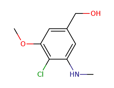 Molecular Structure of 64095-11-0 (Benzenemethanol, 4-chloro-3-methoxy-5-(methylamino)-)