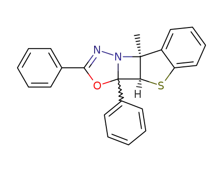 Molecular Structure of 65628-47-9 (4a-methyl-2,9b-diphenyl-(4a<i>r</i>,9a<i>c</i>,9bξ)-9a,9b-dihydro-4a<i>H</i>-benzo[4',5']thieno[2',3':3,4]azeto[2,1-<i>b</i>][1,3,4]oxadiazole)