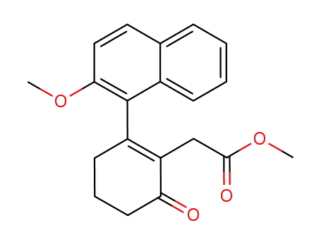 Molecular Structure of 55916-63-7 (1-Cyclohexene-1-acetic acid, 2-(2-methoxy-1-naphthalenyl)-6-oxo-,
methyl ester)